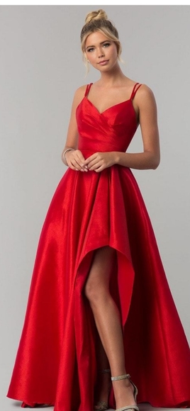 ALYCE PARIS Red Prom Dress Cursty High Slit In Front Double Strap in Back Size 4 - Picture 3 of 17